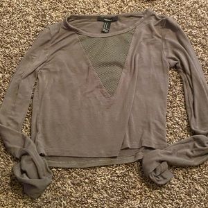 Forever 21 Long Sleeve Olive Crop Top